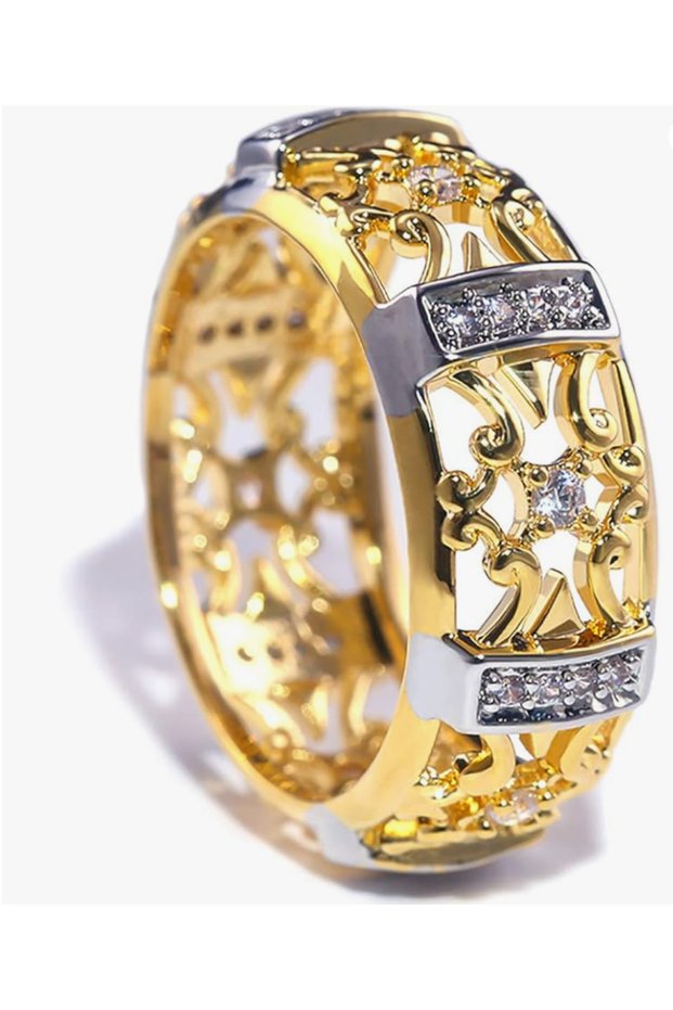 Deyatt Round Cut Cubic Zircon Stone High Polished Iced Lab Created Diamond Wedding Band Eternity Ring for Men and Women