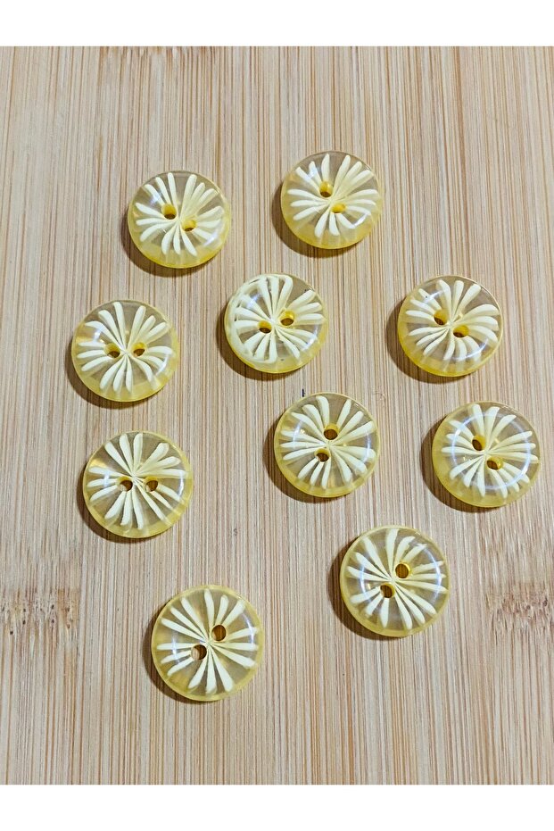 Patterned Cardigan Vest Button 18 mm 10 Pieces Yellow