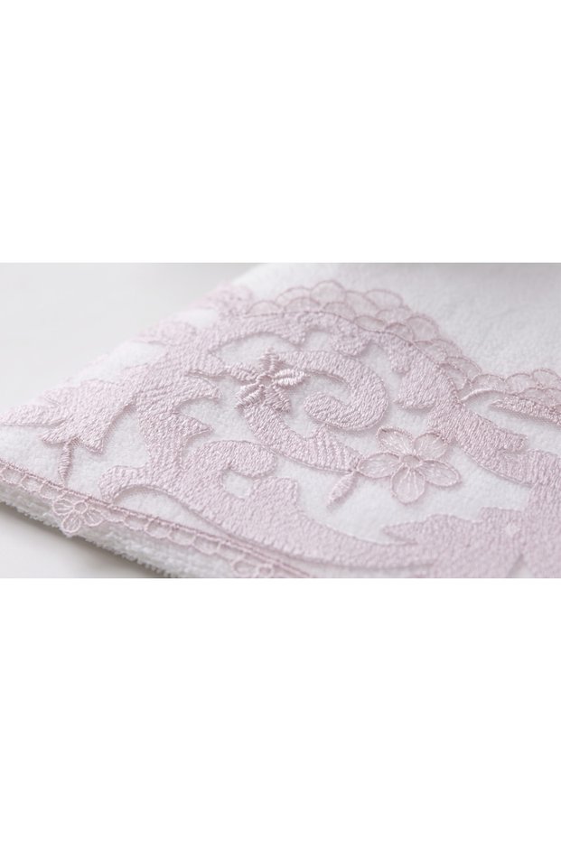 Powder Pink Lace White Cotton Towel 2 Pieces