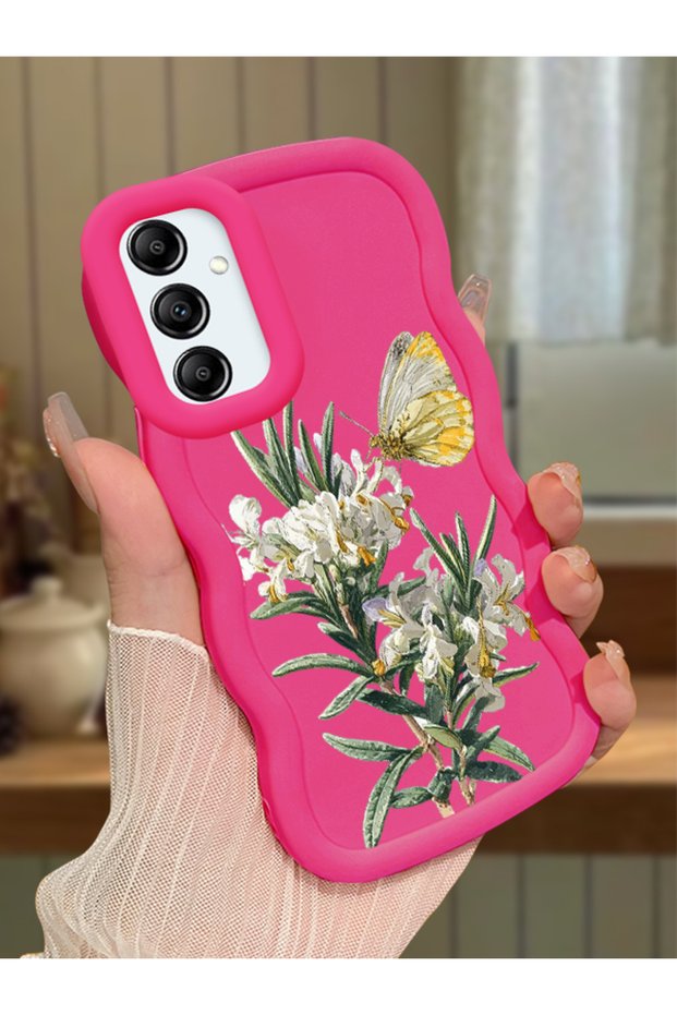 Samsung Galaxy A14 5g Compatible Case Camera Protector Red Silicone Couple Phone Case Butterfly Pattern