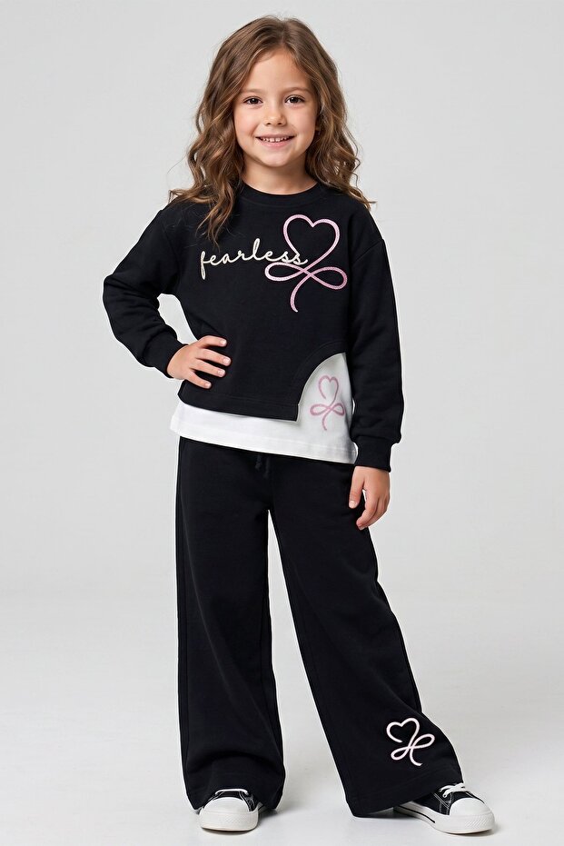 Girl's Tracksuit Set with Wide Legs, 3 Pieces