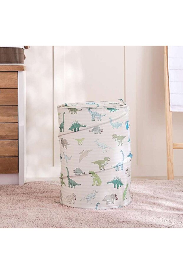 Dino Field Laundry Hamper 38x50 cm-Green