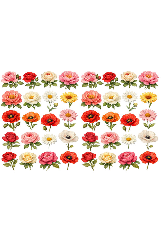 Flowers Themed Sticker Set (21X31 cm 1 Set)