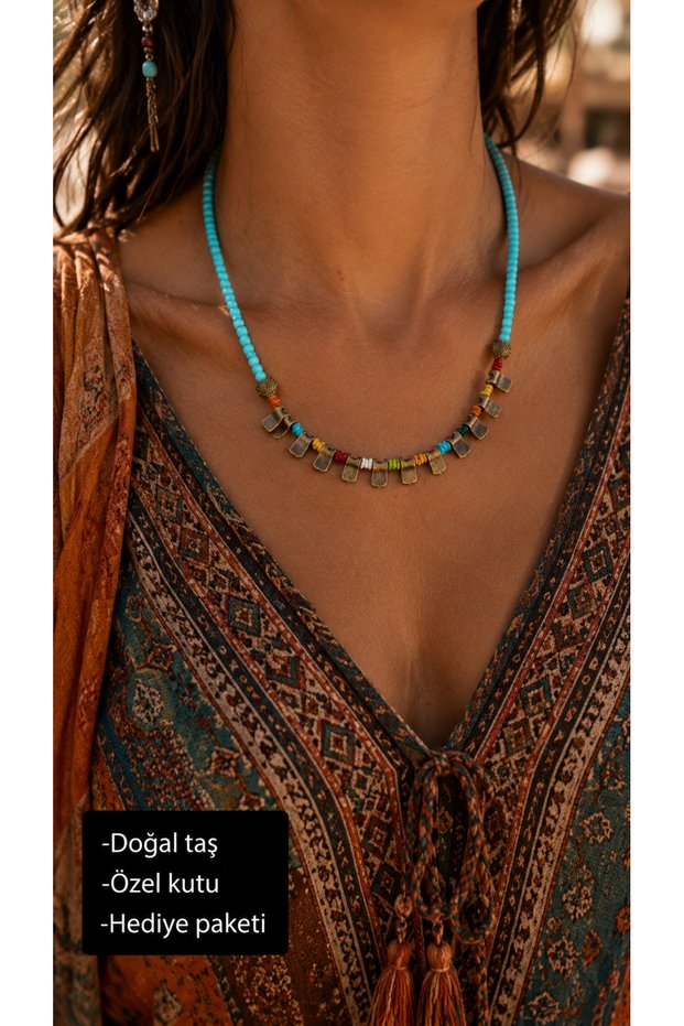 Natural Stone Colorful Beaded Bohemian Design Necklace