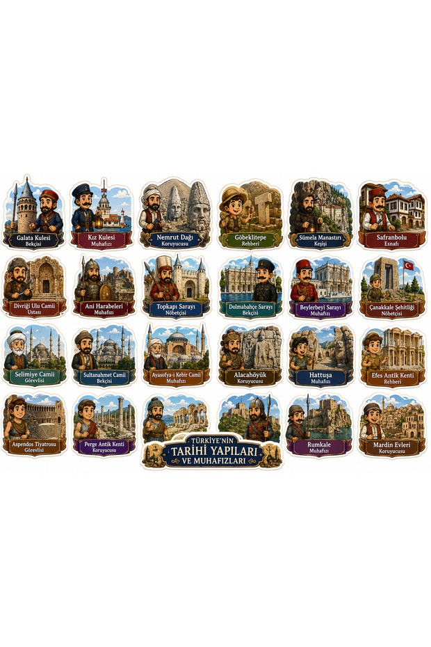 Ottoman Period Characters Themed Sticker Set (21X30 cm 1 Set)