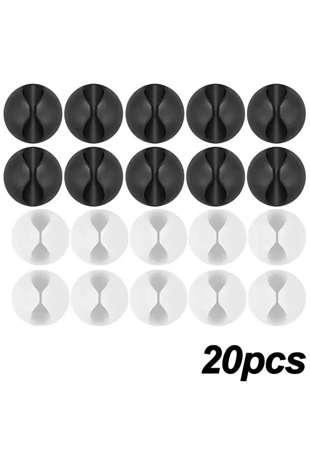 20x مزيج من 50/10 قطعة منظمات أسلاك لاصقة ذاتيًا، حاملات كابلات سيليكون لخطوط البيانات المكتبية