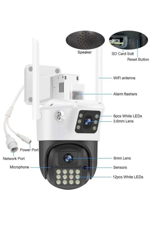 4MP Outdoor PTZ Camera WIFI with Dual Screen Color Night Vision 2K Wireless Security IP Camera Support Human Detection