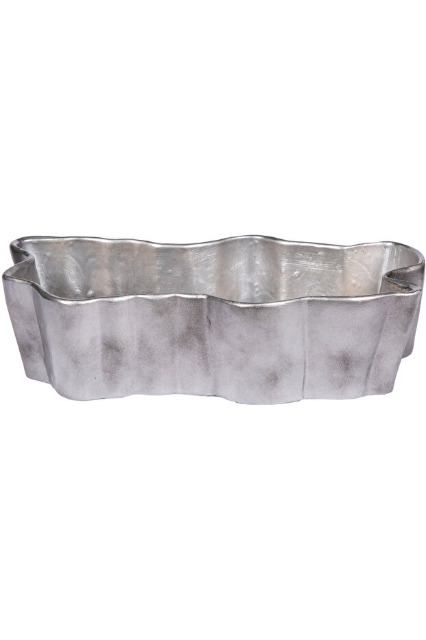 Decorative Polyester Bowl-Fruit Bowl Silver 43X11 Cm.