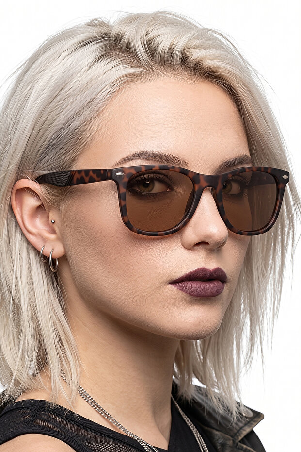 نظارات شمسية للجنسين من AZRA UV400 مع فلتر مستقطب ومقاوم للأشعة فوق البنفسجية بنمط الفهد