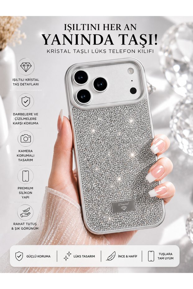 Sparkling Diamond Stone Luxury Phone Case for iPhone 17 Pro | Sparkling Appearance, Stylish Design, and Complete Protection