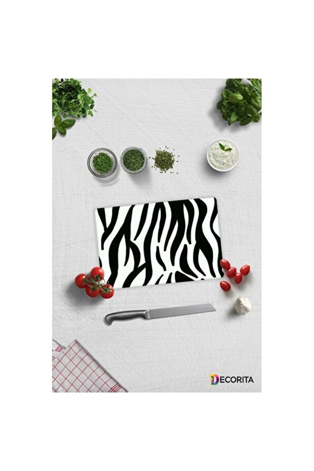 Transparent Zebra Patterned Glass Cutting Board 20X30Cm