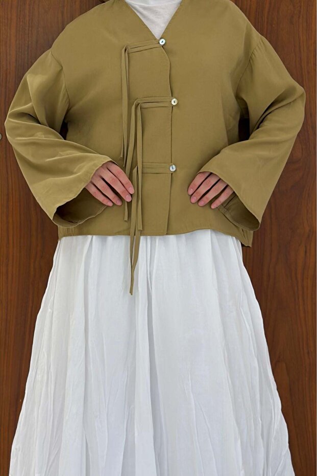 Oil Green Modal Textured Morgana Jacket