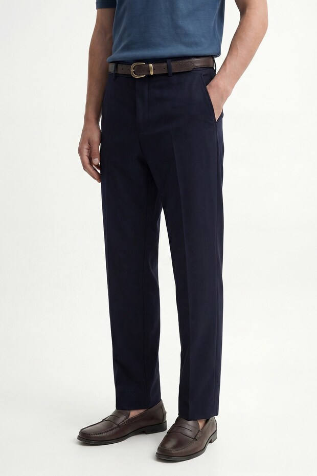 Navy Blue Tapered Fit Men's Trousers
