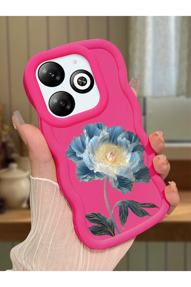 Infinix Hot 40I Compatible Case Camera Protector Red Silicone Couple Phone Case Floral Pattern