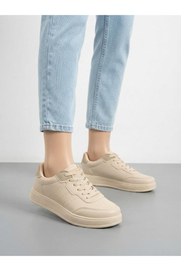 Women's Beige Sneaker Daily Orthopedic Sole Walking Sports Shoes