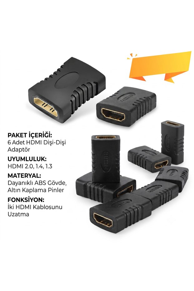 HDMI Female to Female Interconnection Adapter 6 Pieces