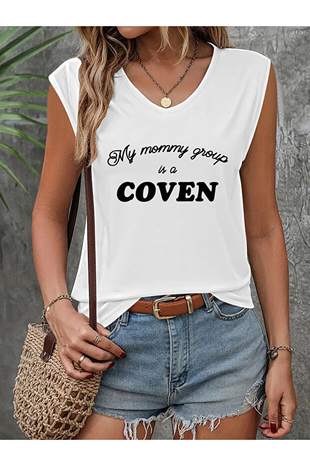 Women's Mix Printed V-Neck Sleeveless Regular Fit Comfortable T-Shirt