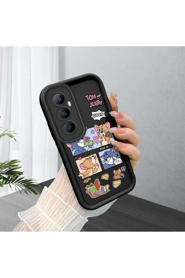 Realme C65 4g Compatible Black Silicone Case Shockproof with Camera Protection