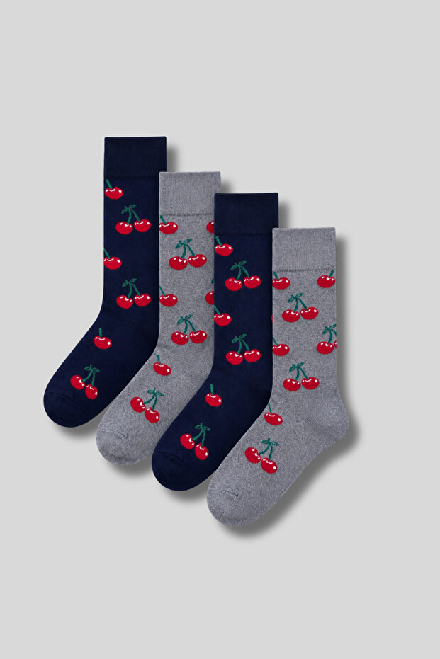 Men's 4-Pack Cotton Cherry Patterned Socks