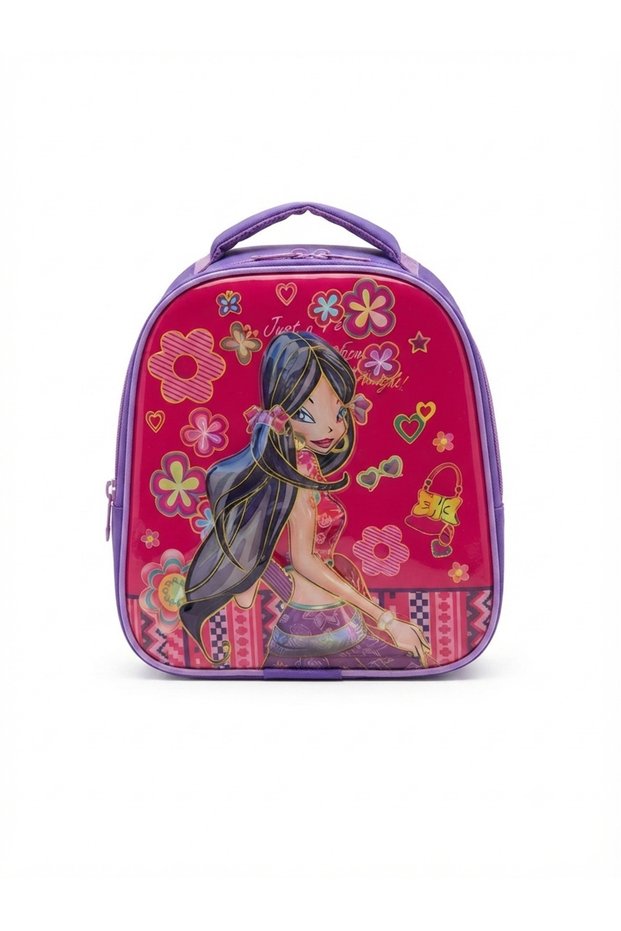 Girl's Pink Purple Fairy Tale Hero Patterned Primary School / Nursery and Kindergarten Backpack - Daily Children's Bag Size: 27*21 cm