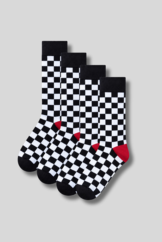 Men's 4-Pack Cotton Square Patterned Socks