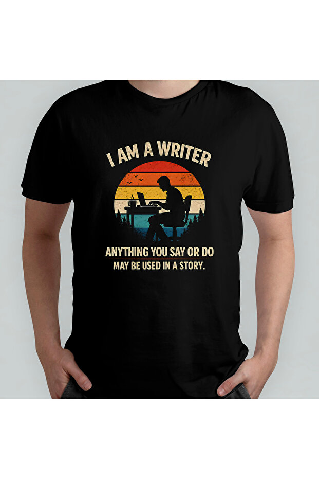 Yazar Writer Author Unisex 100% Cotton Crew Neck T-Shirt Model 1
