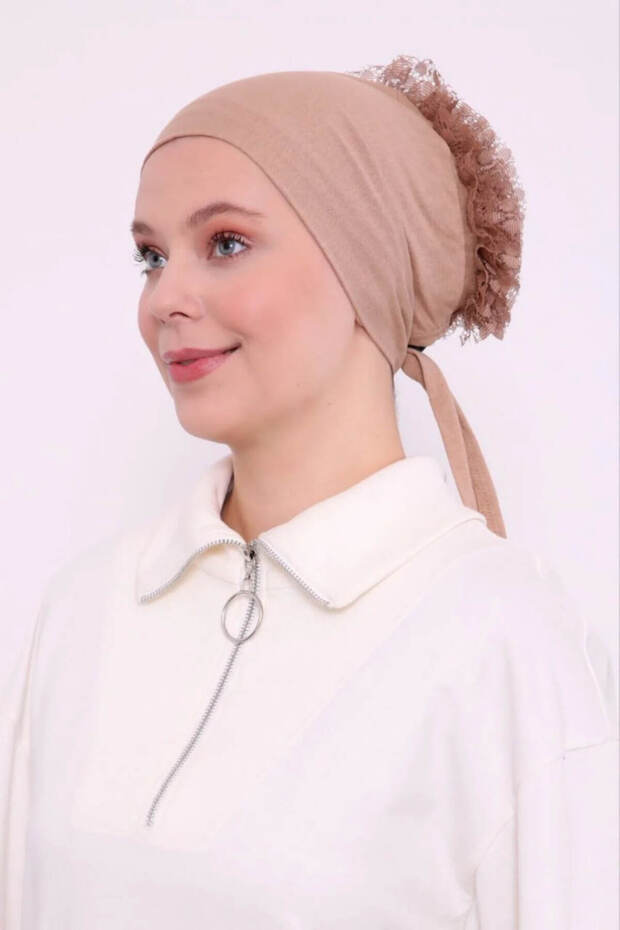 شال بونيه مكشكش للحجاب BON23502 - TR