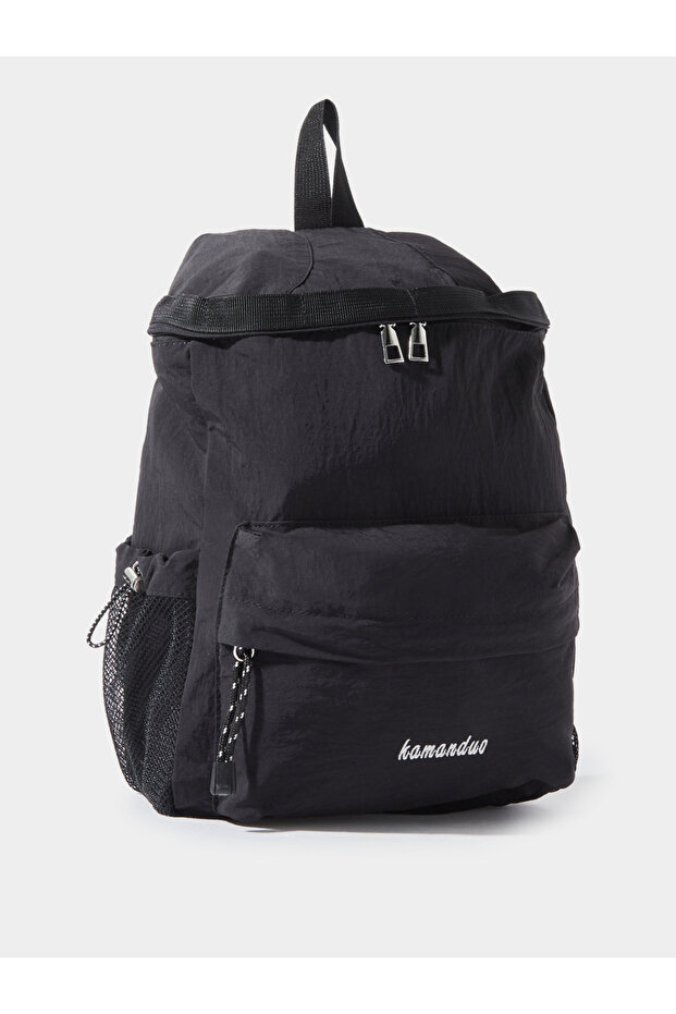 Solid Backpack With Side Mesh Pocket