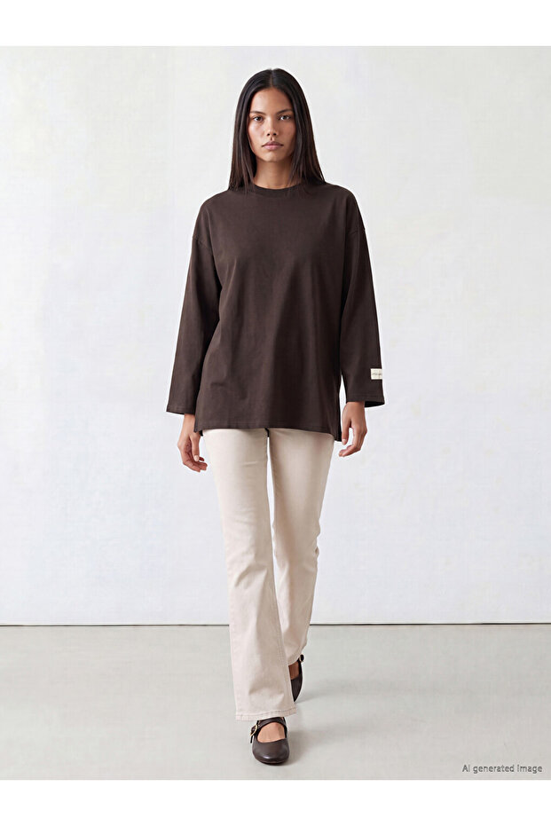 Crew Neck Women's Sweatshirt Tunic