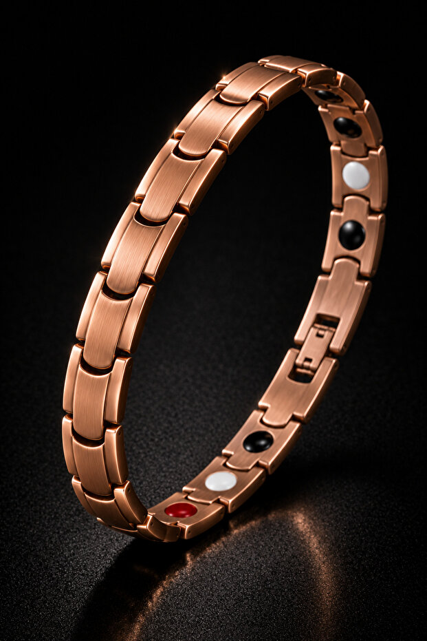 Magnetic Bracelet Copper Plated Energy Bracelet with Thick Ceramic Detail