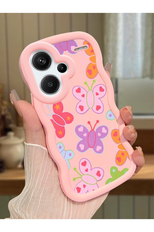 Redmi Note 13 Pro Plus 5g Compatible Case with Camera Protector Pink Silicone Couple Phone Case Butterfly Pattern
