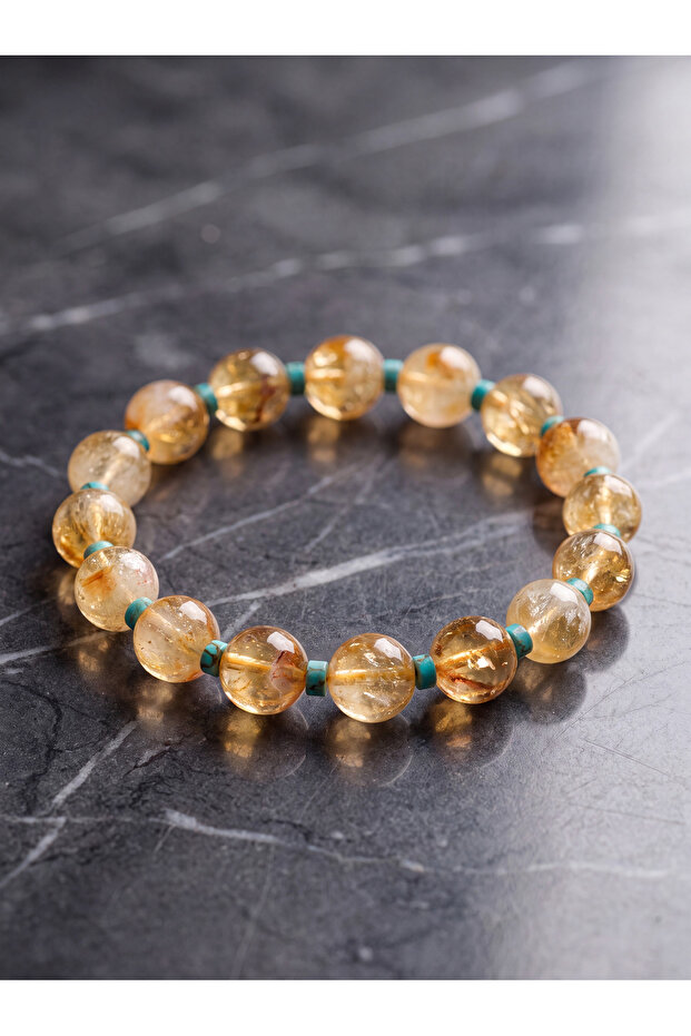 Citrine - Turquoise Natural Stone Bracelet (10 mm)