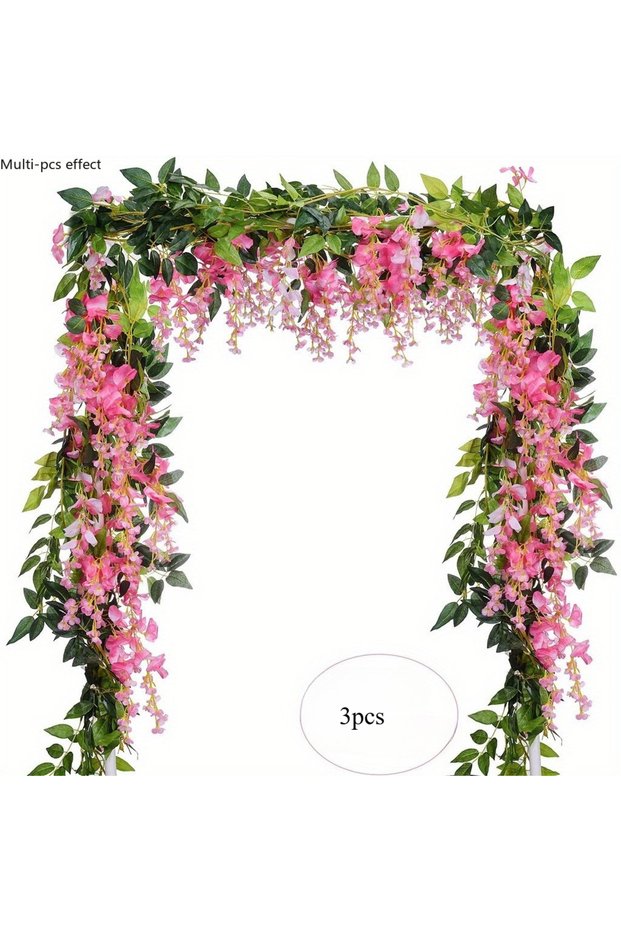 2pcs Pink 1/2pcs Artificial Silk Flowers Glycinia Garland-Decoration Home Garden Outdoor Artificial