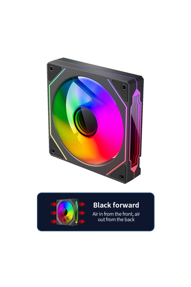 مروحة تبريد كمبيوتر TEUCER Prism 4 PRO ثلاثية القطع، مقاس 120 مم، بإضاءة ARGB دائرية عاكسة، كما هو موضح في الصورة.