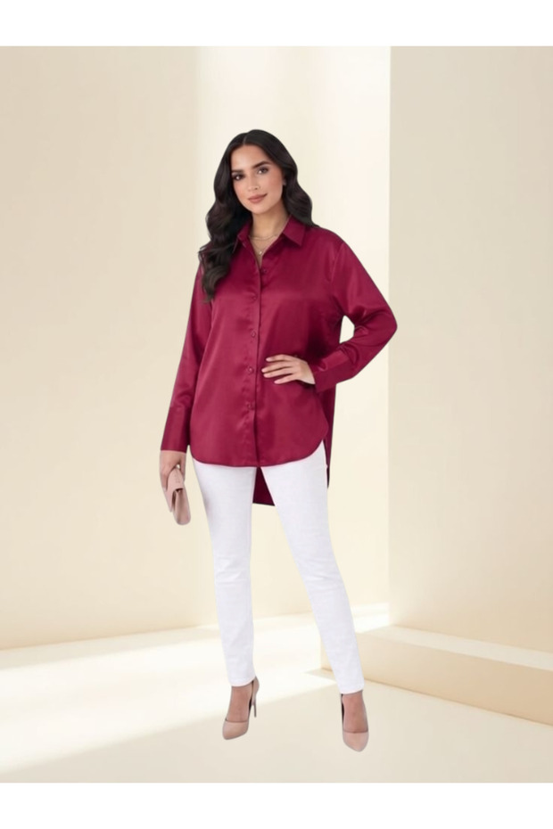 Elegant Oversized Satin Button-Down Shirt