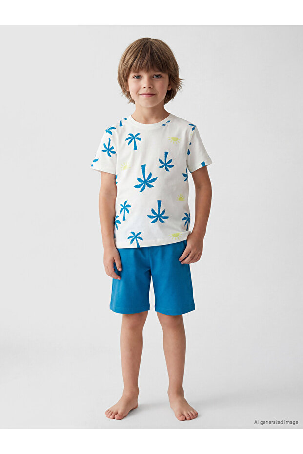 Crew Neck Men's Shorts Pajama Set