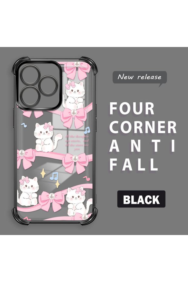 Realme C51 Compatible Transparent Back Panel Four-Corner Reinforced Impact Protection Glossy Edge Silicone Case