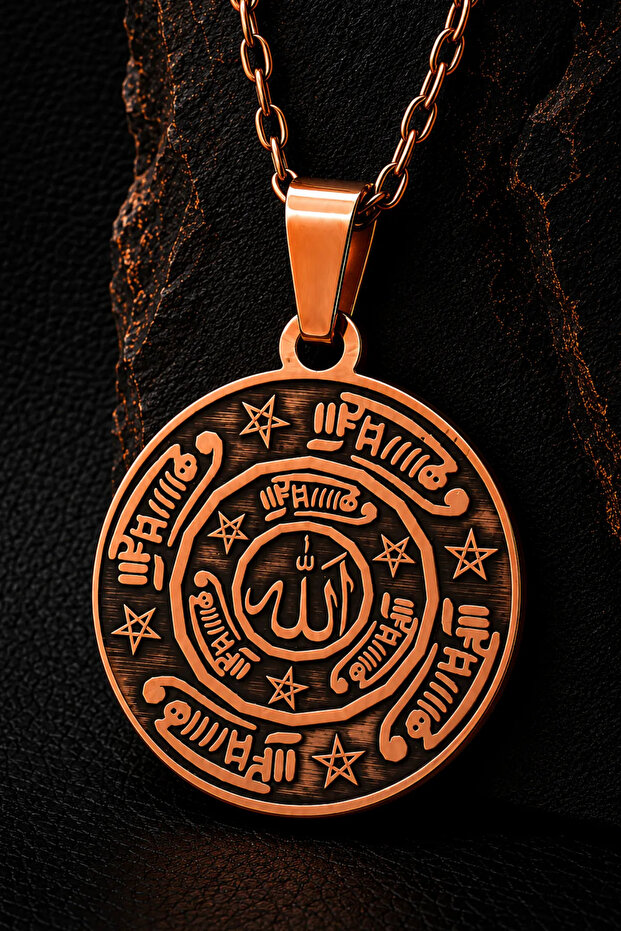 Women's and Men's Copper Necklace Thick Model Celcelutiy Patterned Antialarjic Copper Necklace