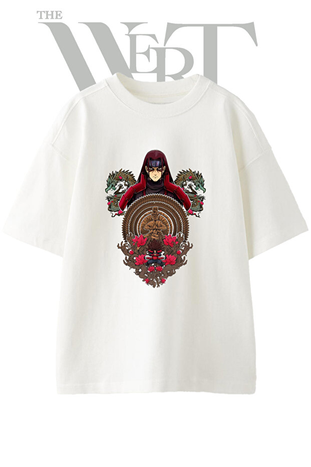 Hashirama Senju Design Printed Unisex White Oversize T-Shirt