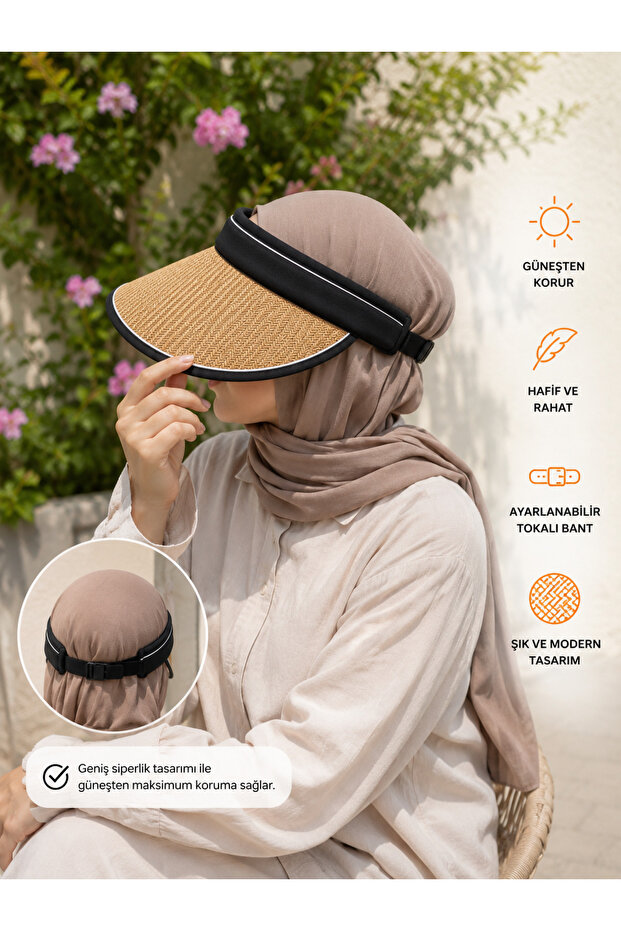 Women's Straw-Looking Sun Visor – Adjustable Buckle Visor Hat