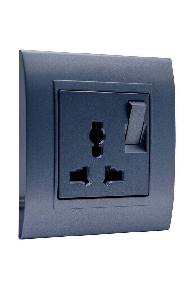 16A 250V Universal Wall Socket Outlet, Grey, Multi-Standard Power Socket
