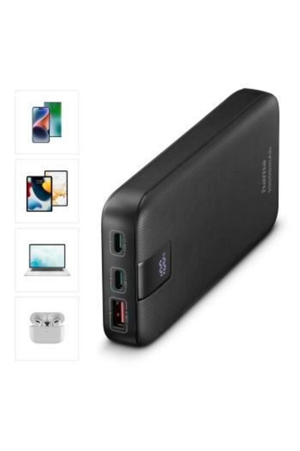 Hama PD 10 Power Pack, 10000 mAh, 3 Outputs: 2X USB-C, 1X USB-A, Anthracite