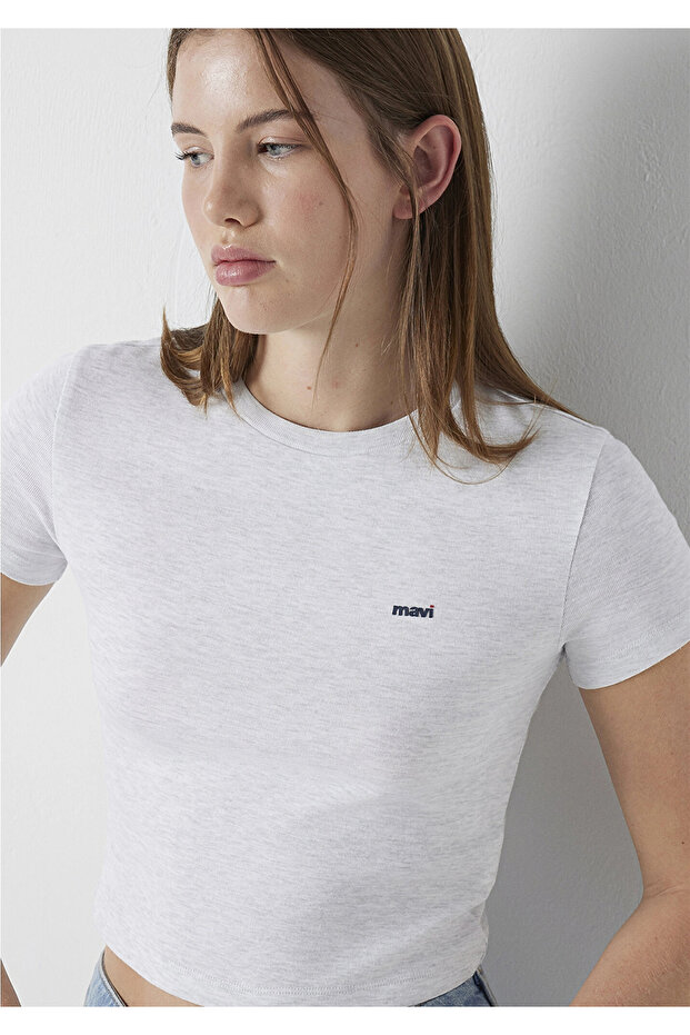 1613848-85438 Gray T-Shirt with Logo Print