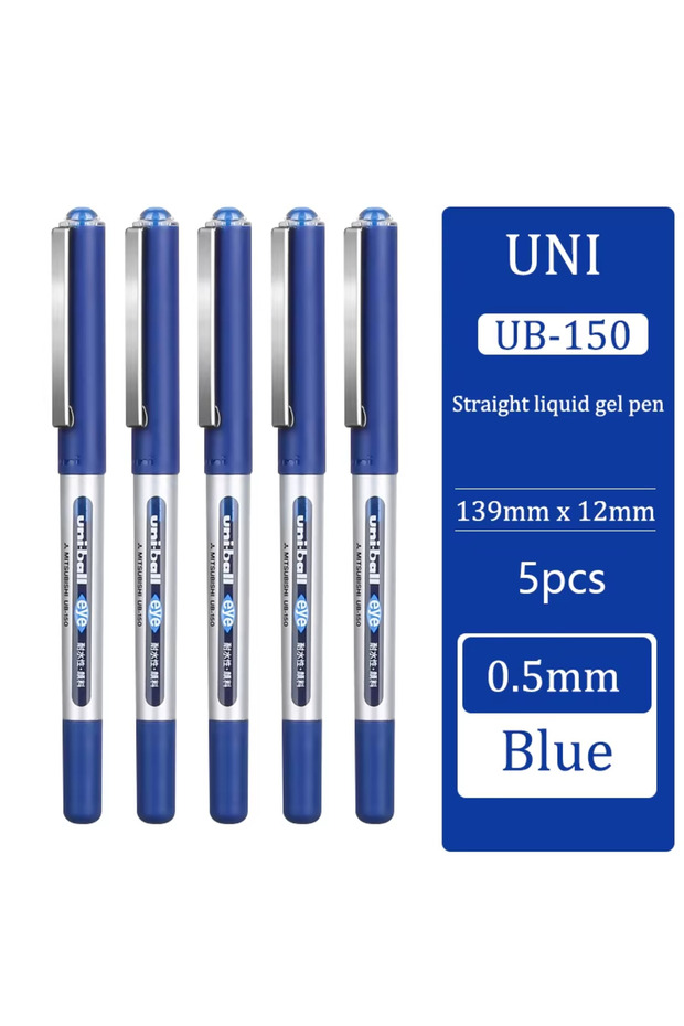 0.5mm 5pcs Blue Mitsubishi Uni-ball UB-150 Eye Gel Roller Pen Waterproof Ink 0.38/0.5mm Smooth Writi