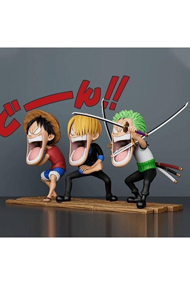 Bandai 3Pcs One Piece Luffy Figures Three Captains Sanji Monkey D Luffy Roronoa Zoro Action Figure T
