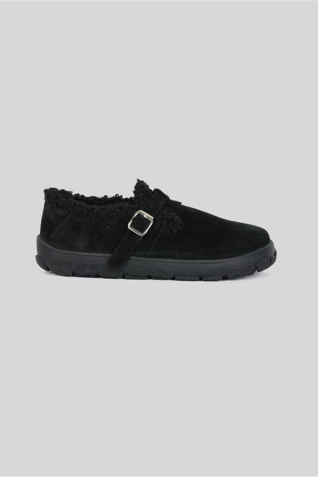 Genuine Suede Leather Buckle Sabo Loafer – Comfortable Sole Casual Shoes with Fur