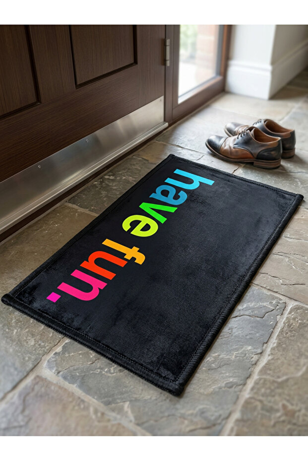 Non-Slip Sole Positive Energy Themed Washable Door Front-Bathroom Mat 40X60 cm