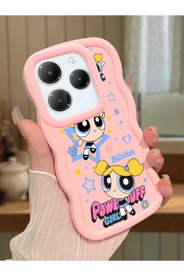 Infinix Hot 40 Pro Compatible Case Camera Protective Pink Silicone Couple Phone Case Cartoon Pattern