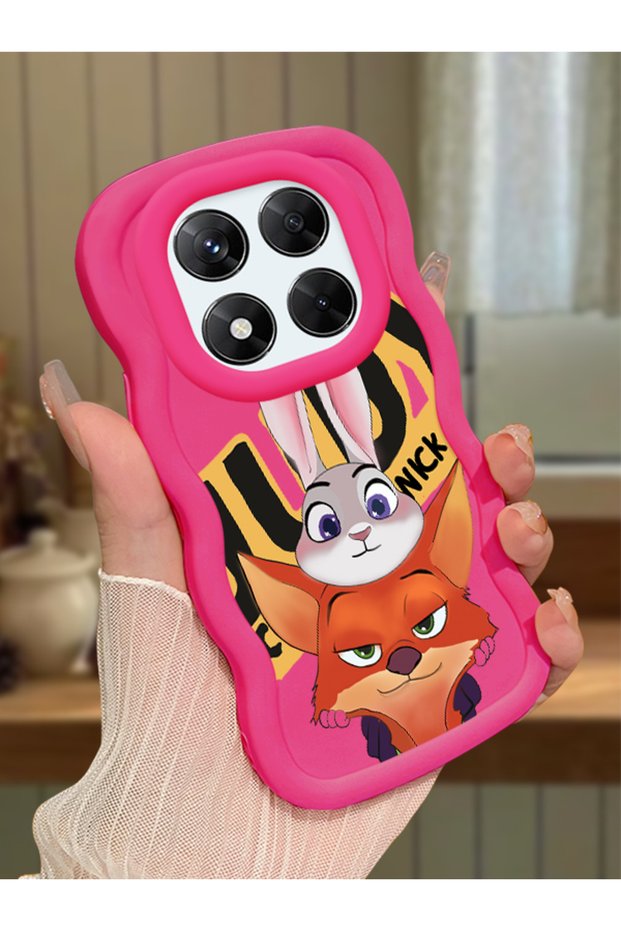 Redmi Note 14 Pro 4g Compatible Case with Camera Protector Red Silicone Couple Phone Case Rabbit Pattern