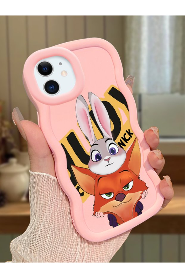 iPhone 11 Compatible Case Camera Protector Pink Silicone Couple Phone Case Rabbit Pattern